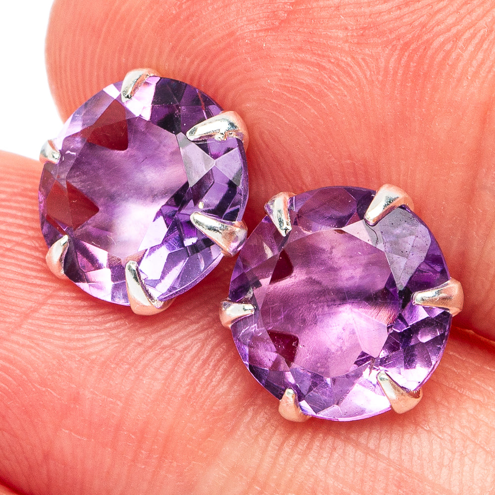 Dainty Amethyst Earrings 3/8" (925 Sterling Silver) E2899
