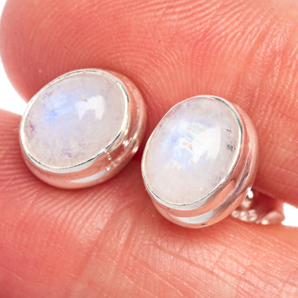 Rainbow Moonstone Earrings 3/8" (925 Sterling Silver) E433533