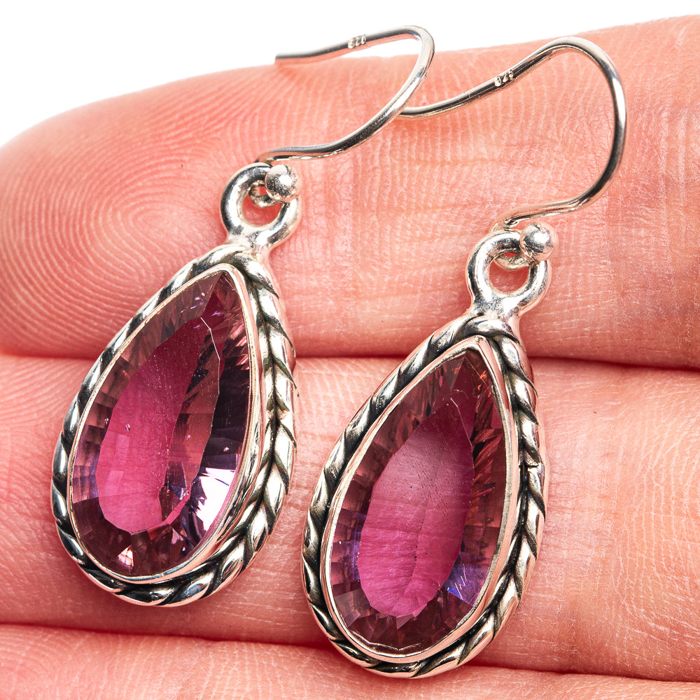 Faceted Color Change Alexandrite (Lab.) Earrings 1 3/8" (925 Sterling Silver) E432685