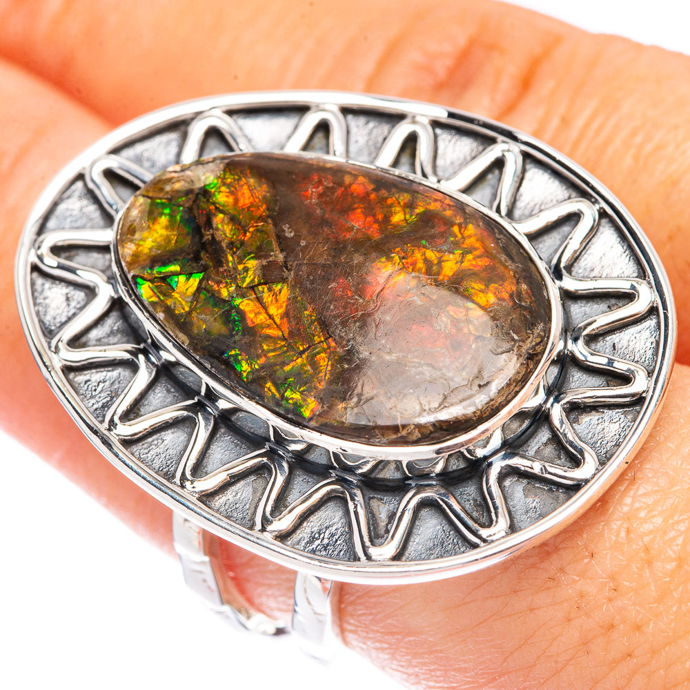Signature Ammolite Ring Size 8.5 (925 Sterling Silver) R1777