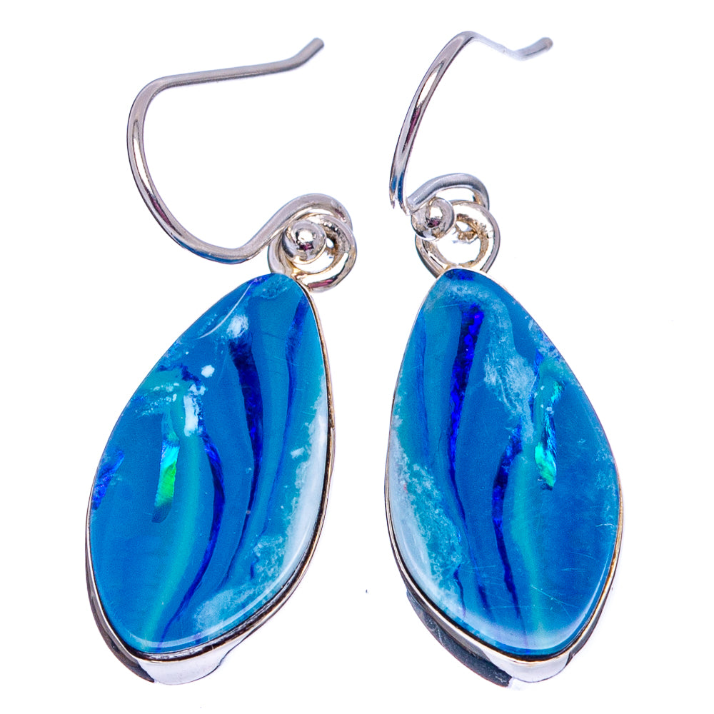 Rare Doublet Opal Earrings 1 3/8" (.925 Sterling Silver)