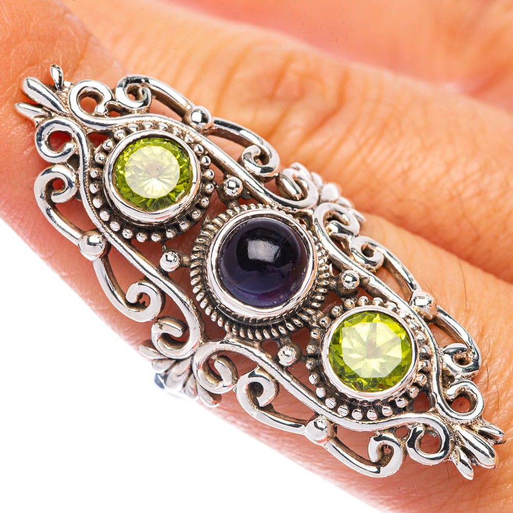 Large Tanzanite, Peridot Ring Size 8.5 (925 Sterling Silver) R144815