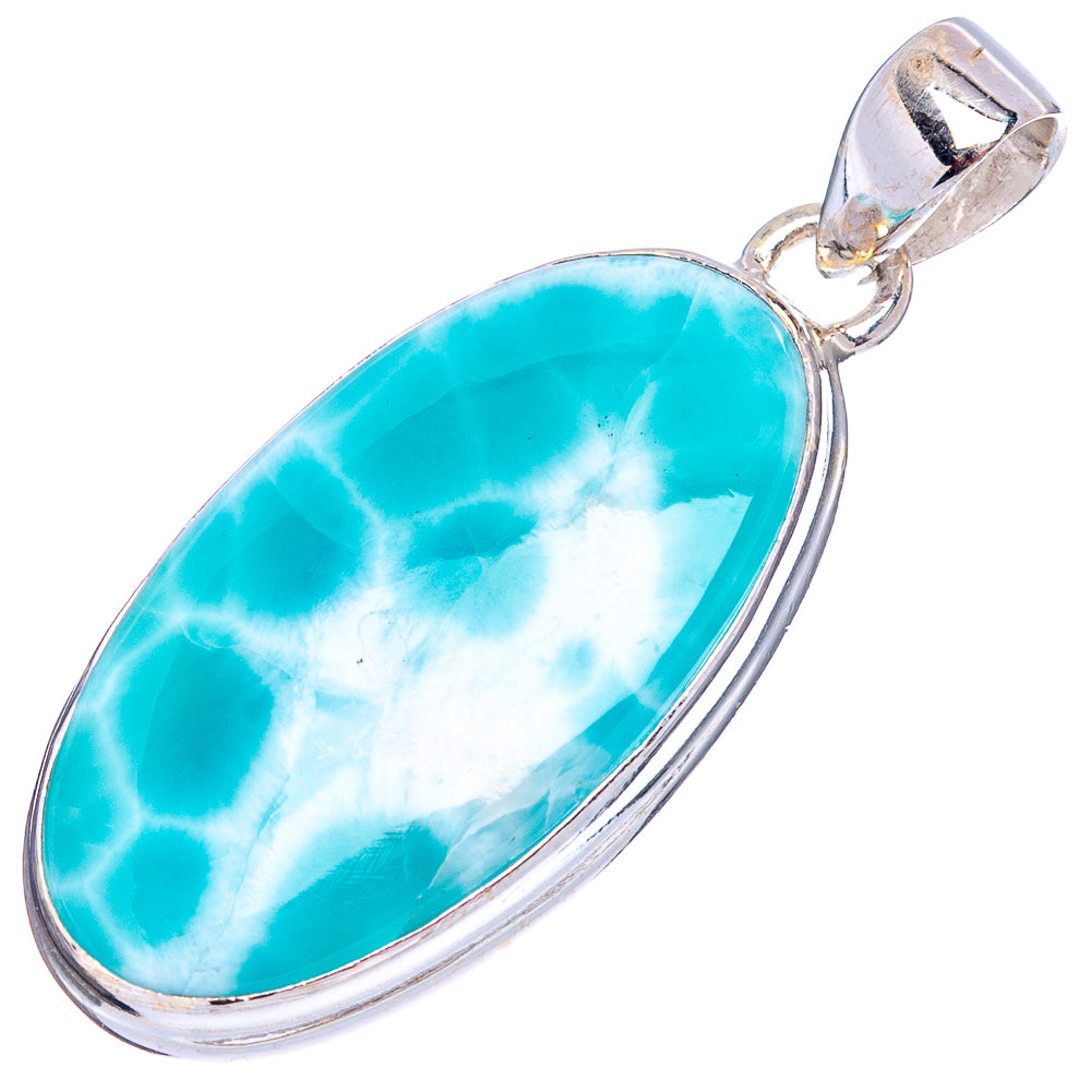 Rare Larimar Pendant 1 5/8" (.925 Sterling Silver)