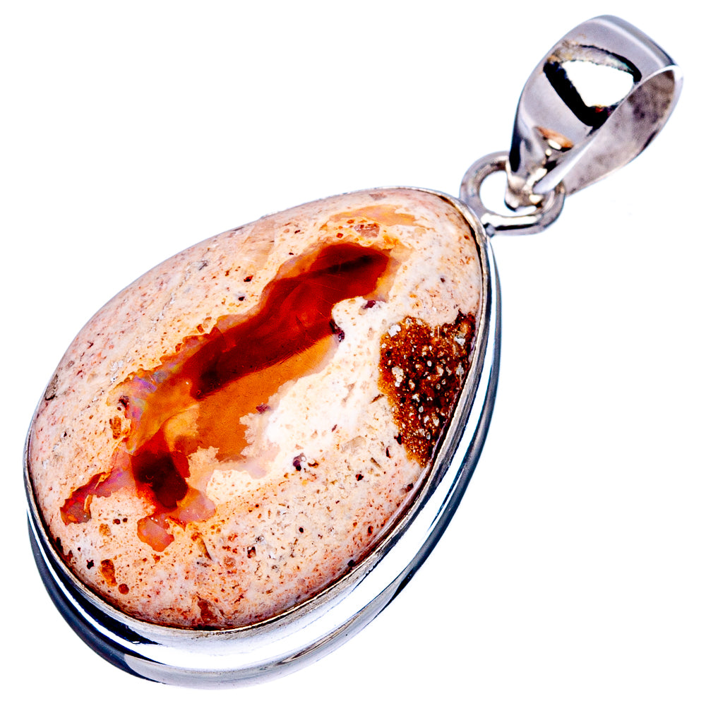 Rare Mexican Fire Opal Pendant 1 1/2" (.925 Sterling Silver)