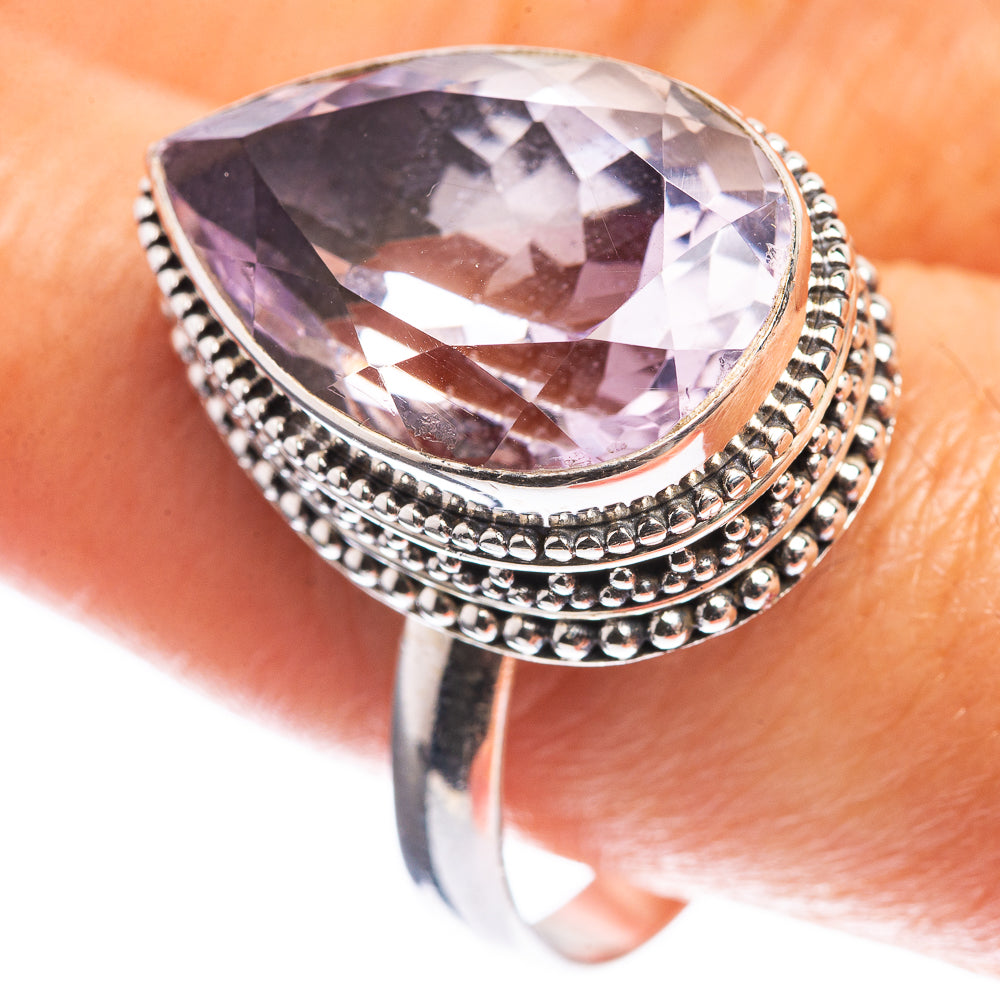 Faceted Pink Amethyst 925 Sterling Silver Ring Size 10.75