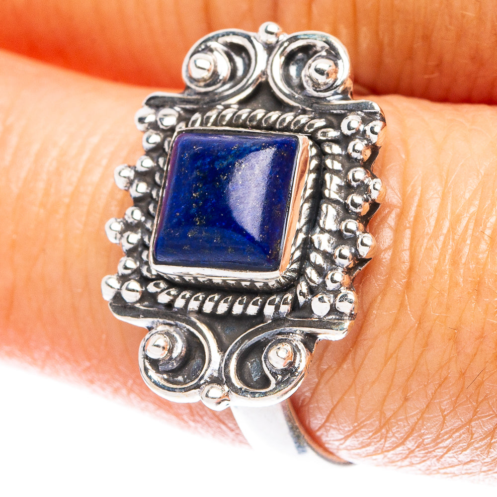 Lapis Lazuli Dainty Ring Size 7.75 (925 Sterling Silver) R5195