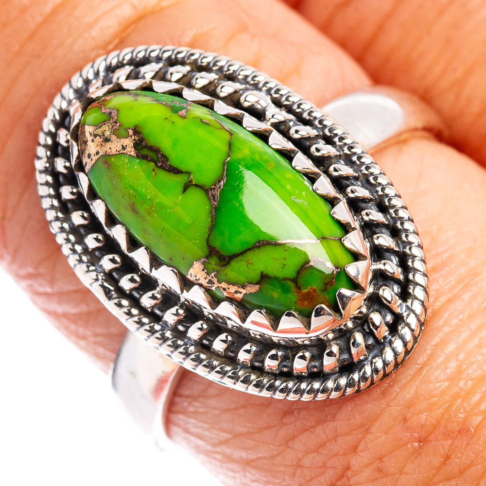 Green Copper Turquoise Ring Size 8.5 (.925 Sterling Silver)