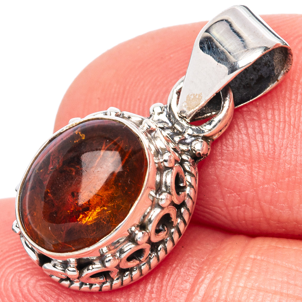 Amber Pendant 7/8" (925 Sterling Silver) P42720