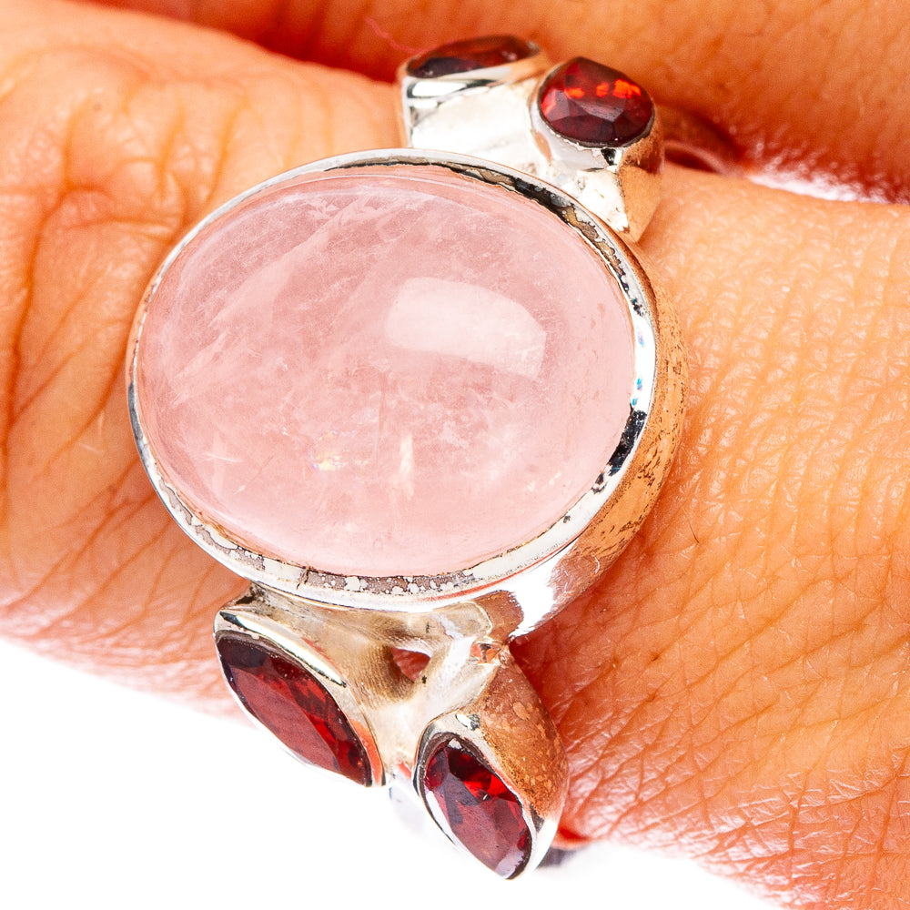 Rose Quartz, Garnet Ring Size 9.75 (925 Sterling Silver) R146873