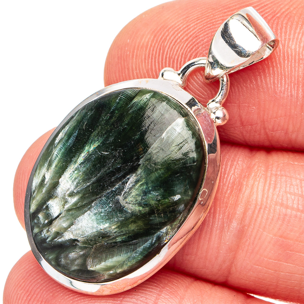 Seraphinite Pendant 1 1/4" (.925 Sterling Silver)