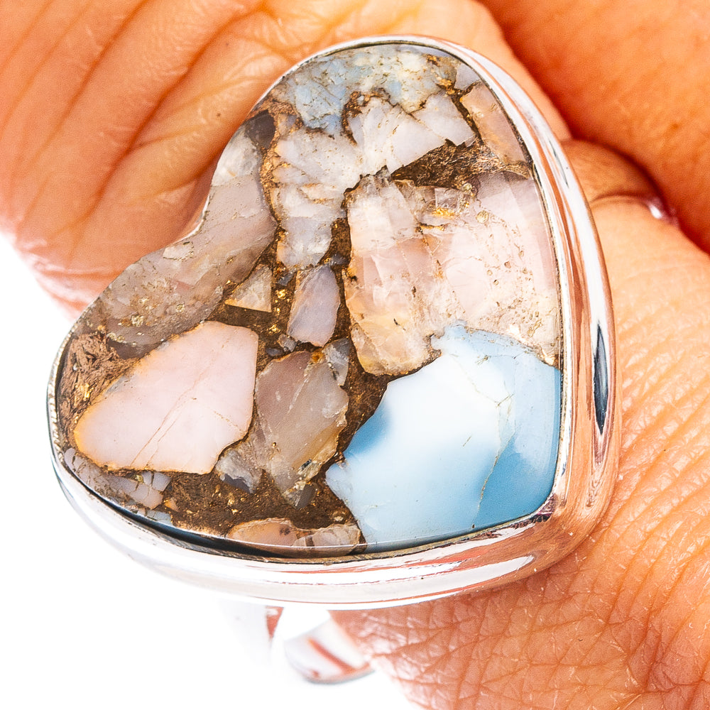 Pink Spiny Oyster Turquoise Heart Ring Size 11.25 (.925 Sterling Silver)
