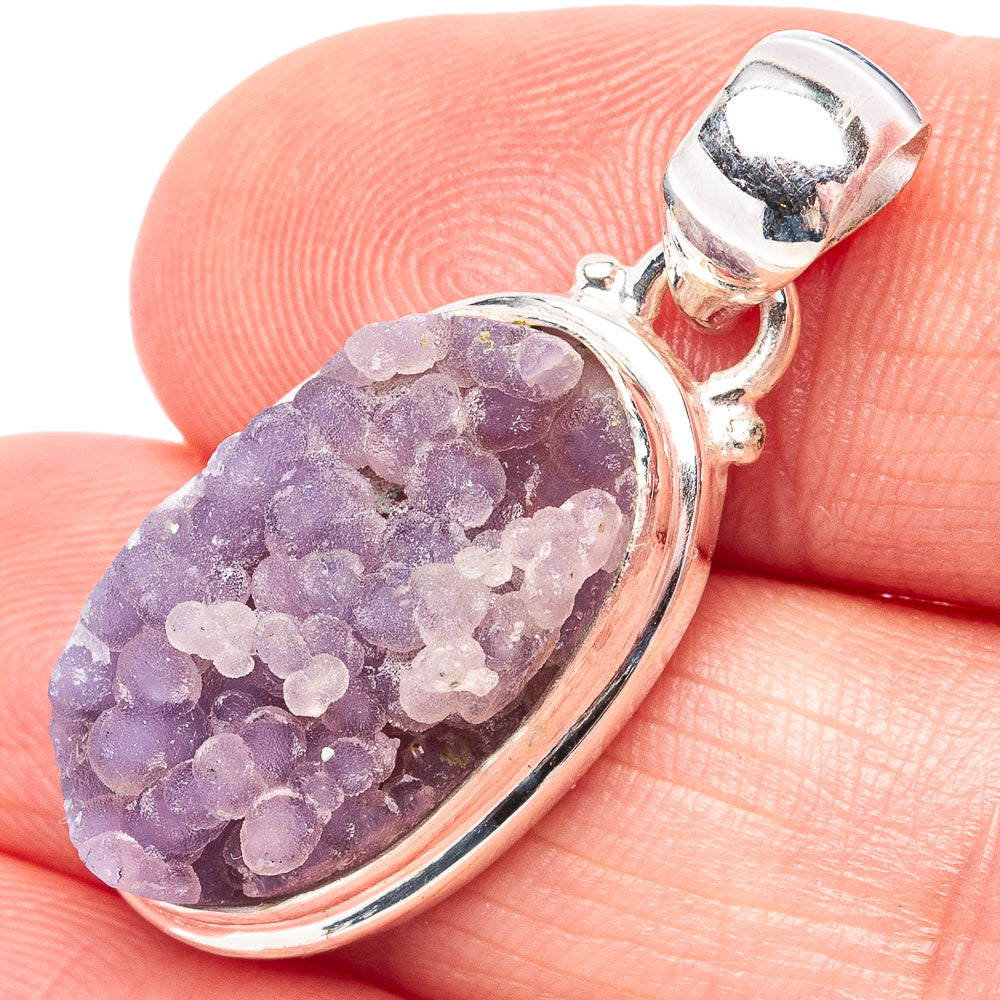 Rare Grage Agate Pendant 1 1/4" (.925 Sterling Silver)