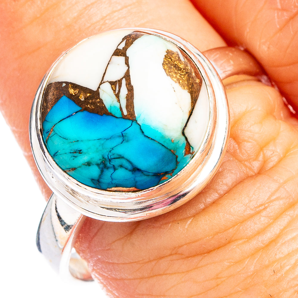Ice Blue Dahlia Mohave Turquoise Ring Size 8.75 (.925 Sterling Silver)