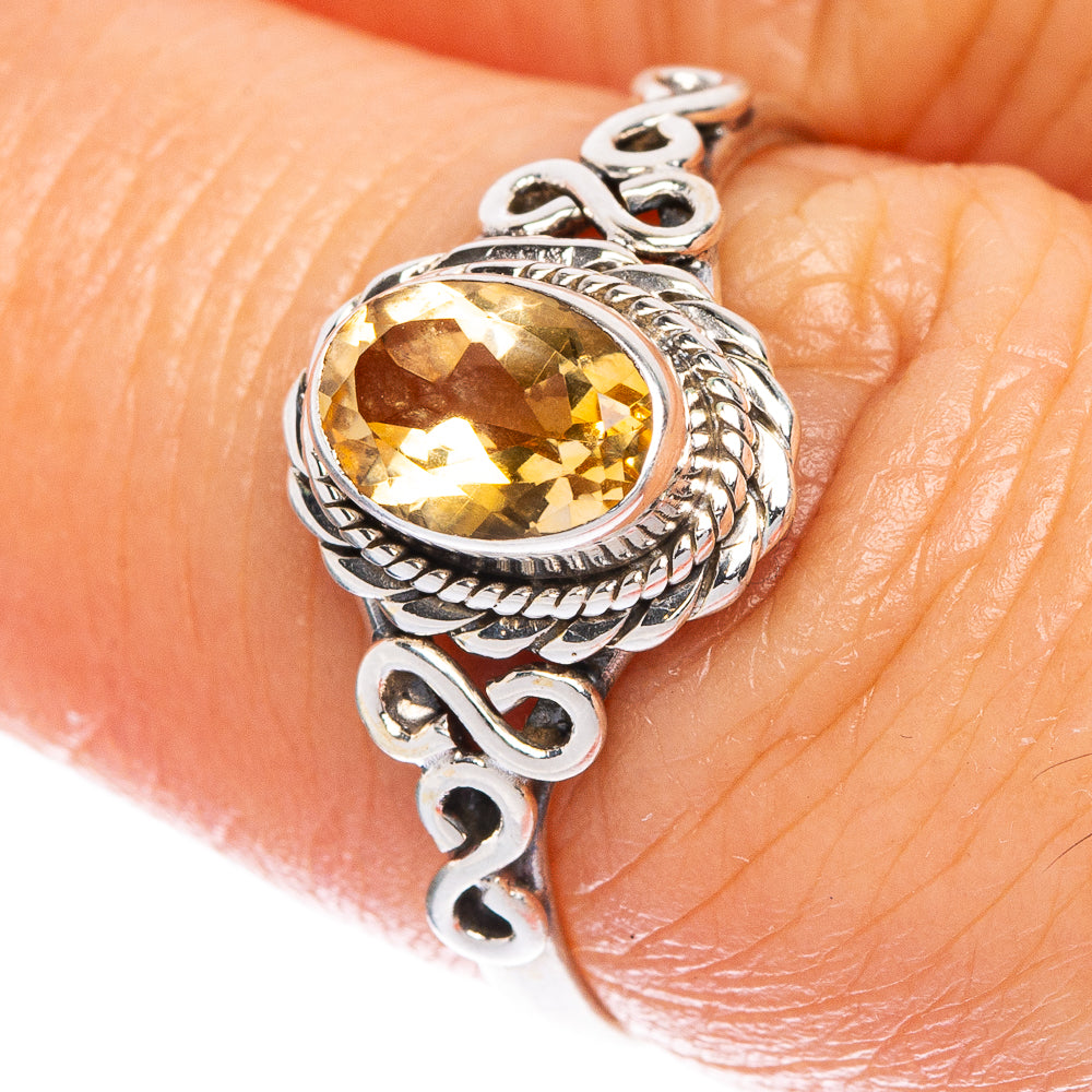 Faceted Citrine Dainty Ring Size 7 (925 Sterling Silver) R1016