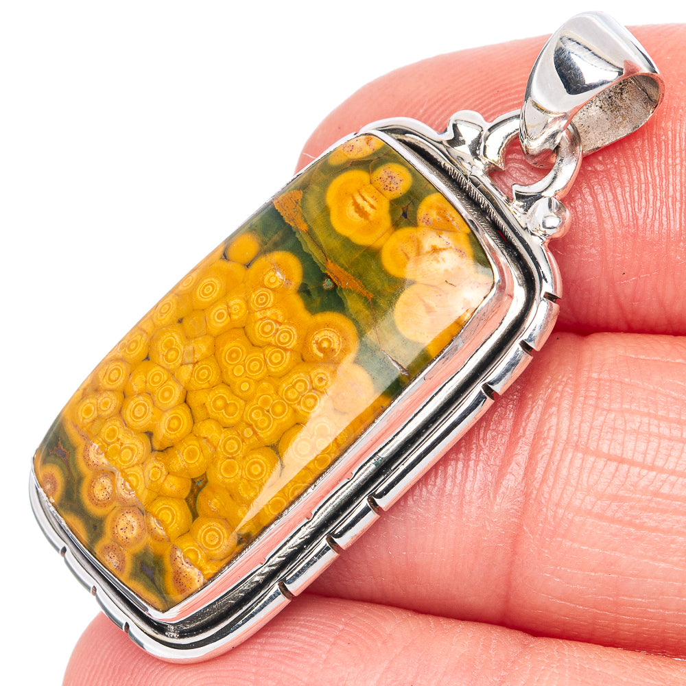 Ocean Jasper Pendant 1 1/2" (925 Sterling Silver) P41407