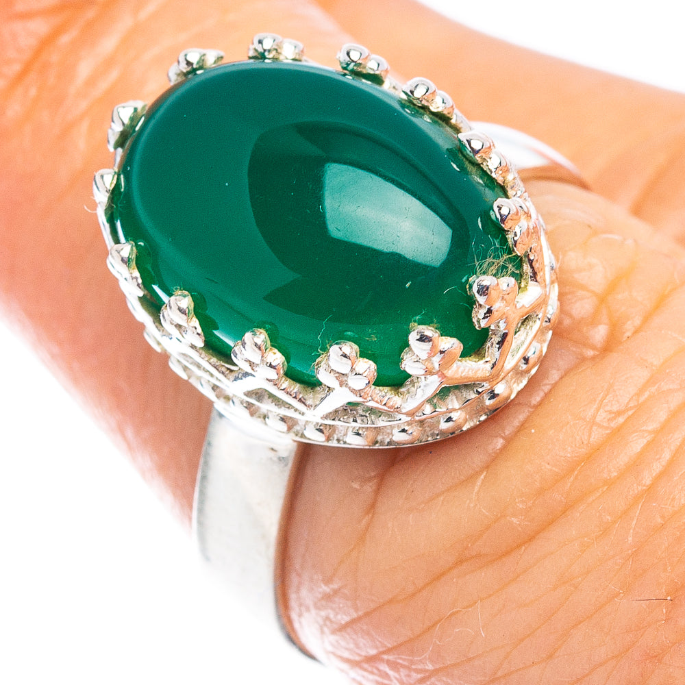 Green Onyx Ring Size 6.75 (.925 Sterling Silver)