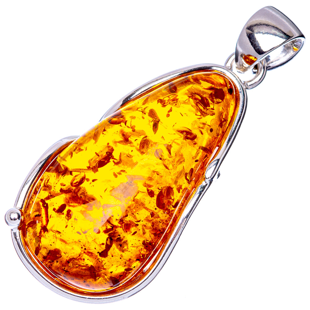 Anasilvercos Baltic Amber Pendant 1 3/4" (925 Sterlnig Silver)