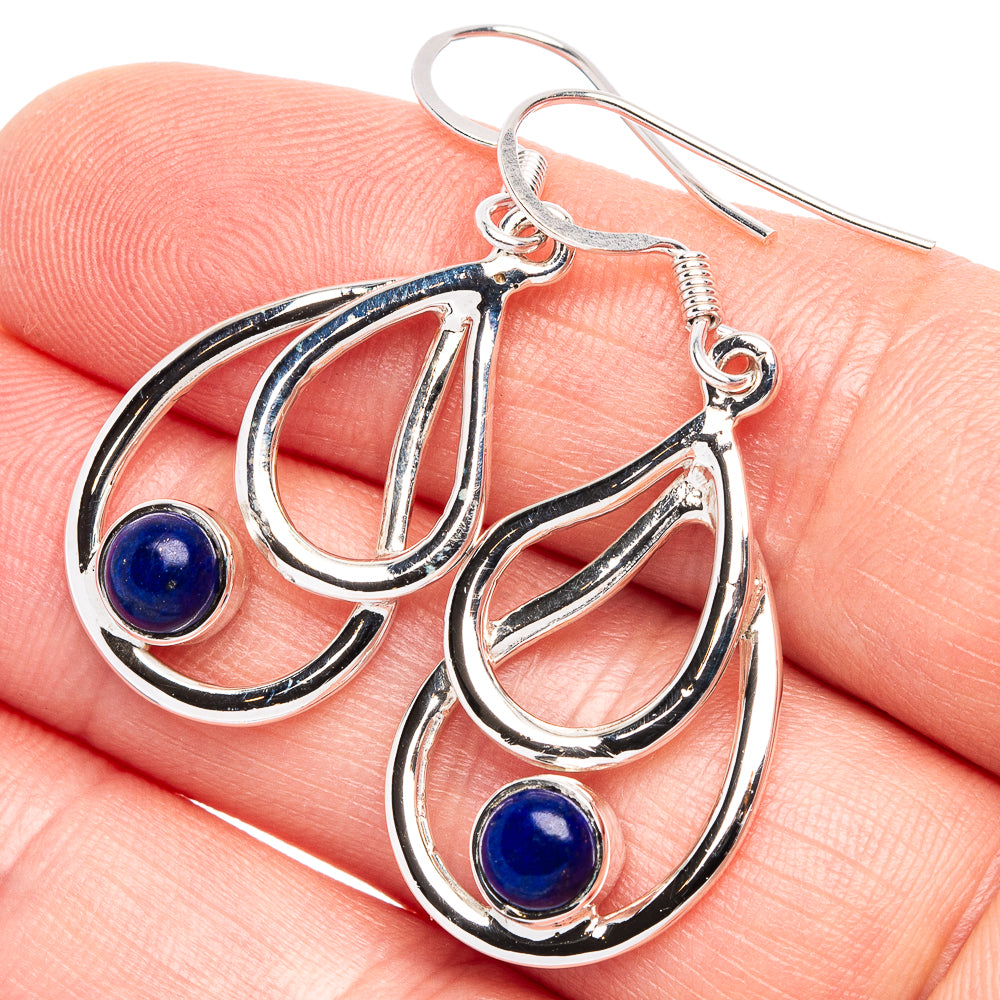 Lapis Lazuli 925 Sterling Silver Premium Earrings 1 5/8" (925 Sterling Silver) E2225
