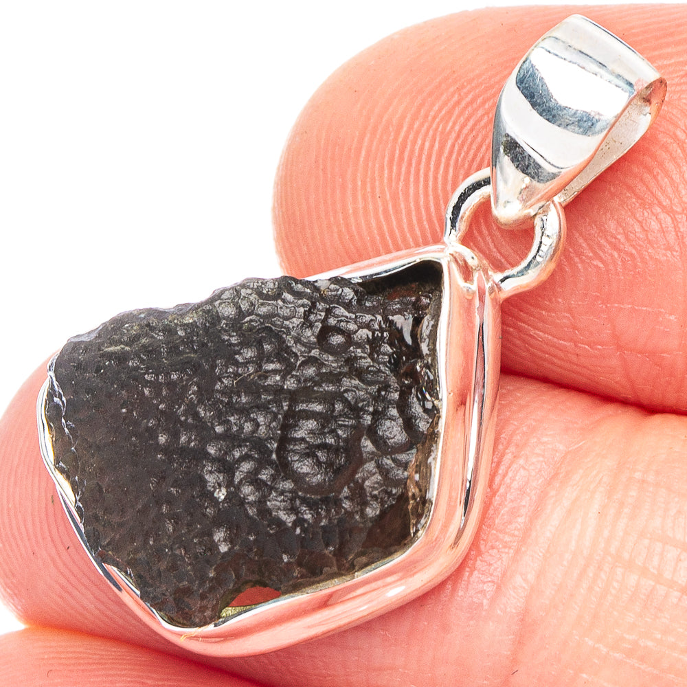 Rare Moldavite Pendant 1 1/8" (925 Sterling Silver) P43939