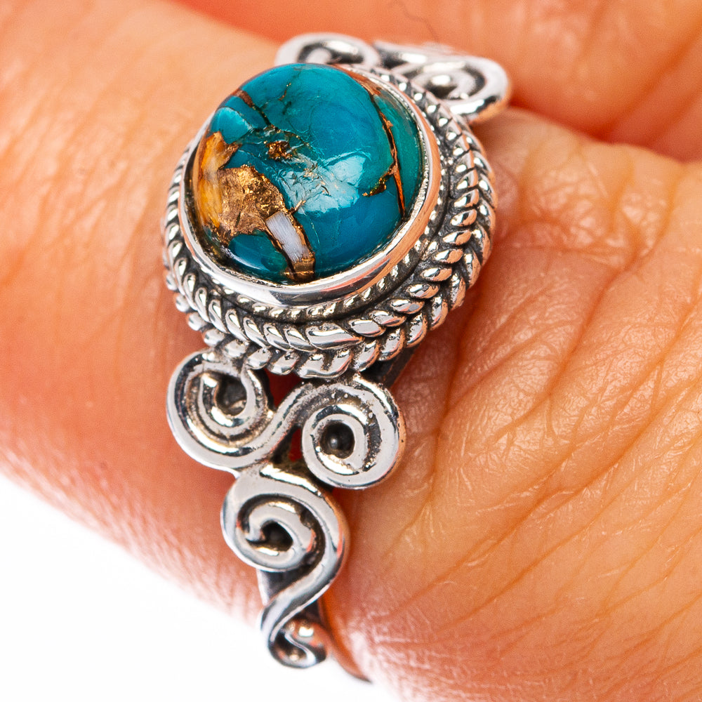 Spiny Oyster Turquoise Dainty Ring Size 6.75 (925 Sterling Silver) R145027