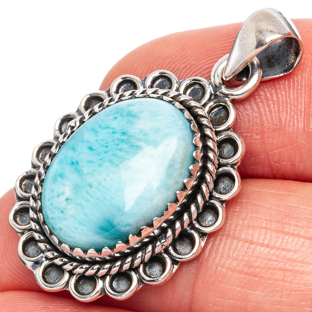 Larimar Pendant 1 3/8" (925 Sterling Silver) P42061
