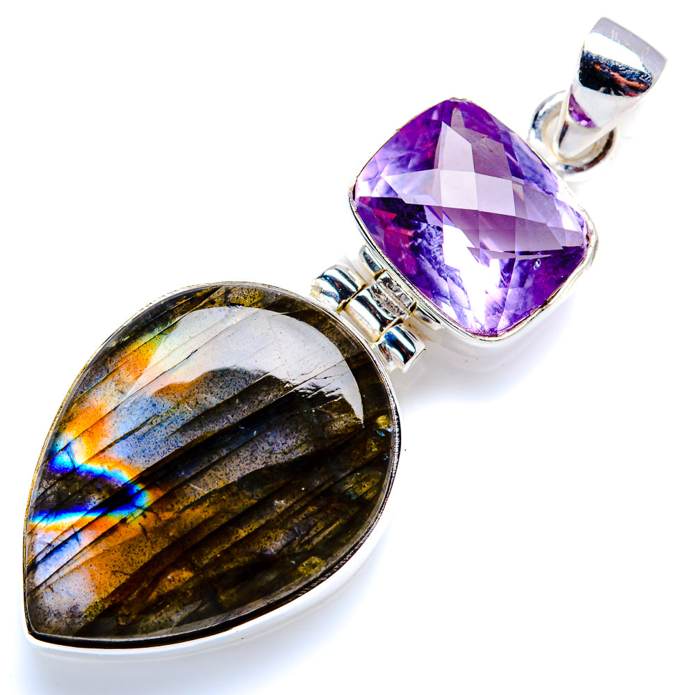 Labradorite, Amethyst Pendant 2" (925 Sterling Silver) PD38242