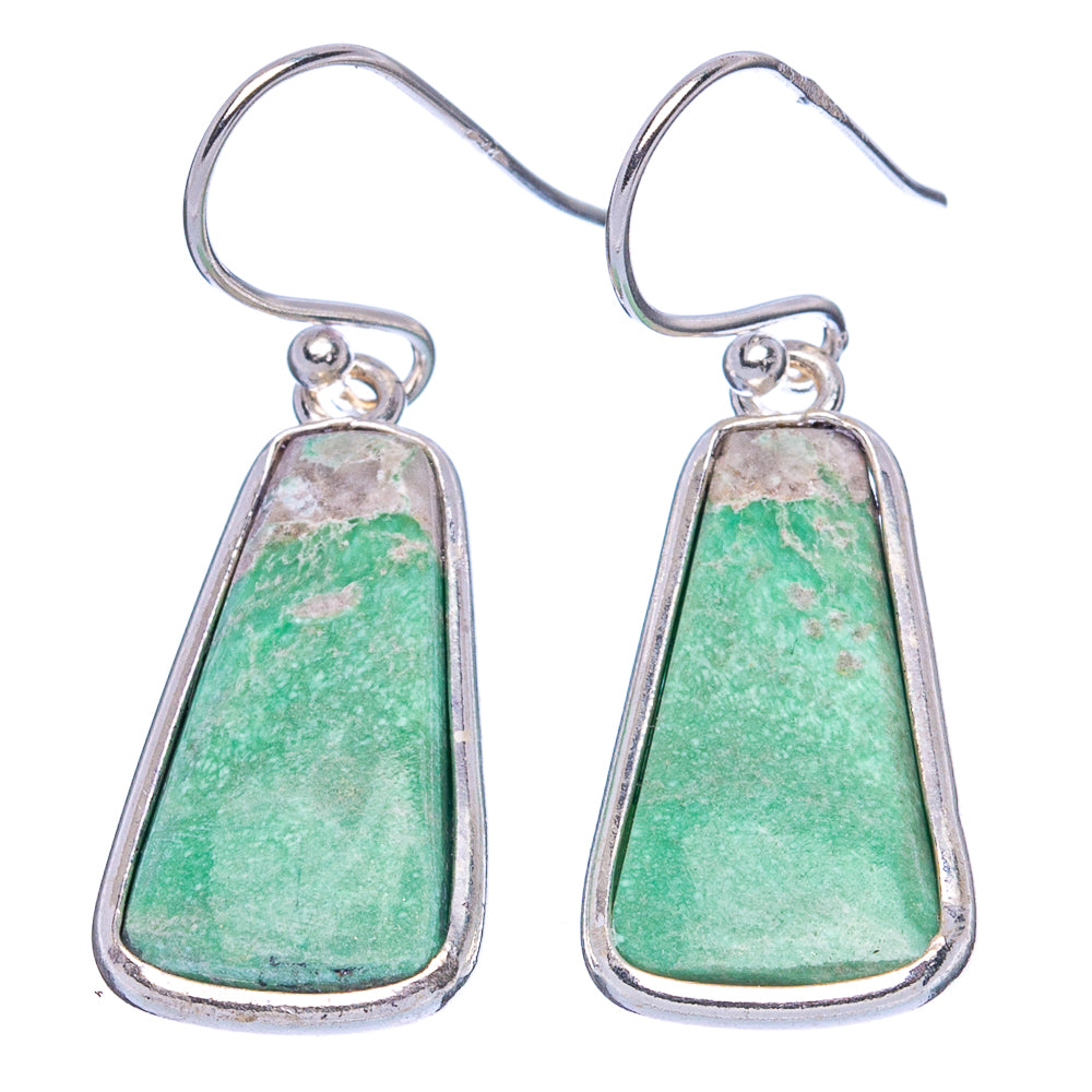 Variscite 925 Sterling Silver Earrings 1 3/8" (925 Sterling Silver) E1989