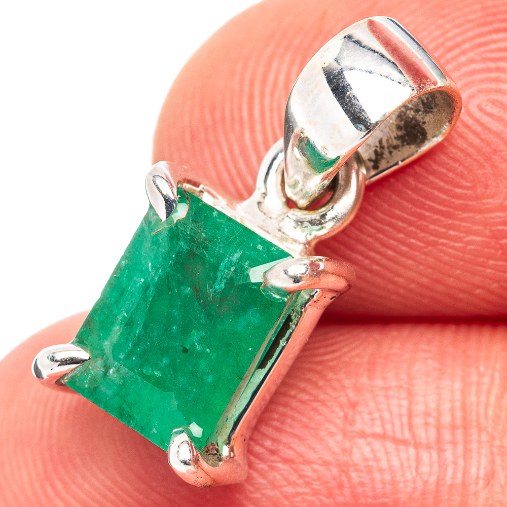 Rare Premium Zambian Emerald Pendant 3/4" (.925 Sterling Silver)