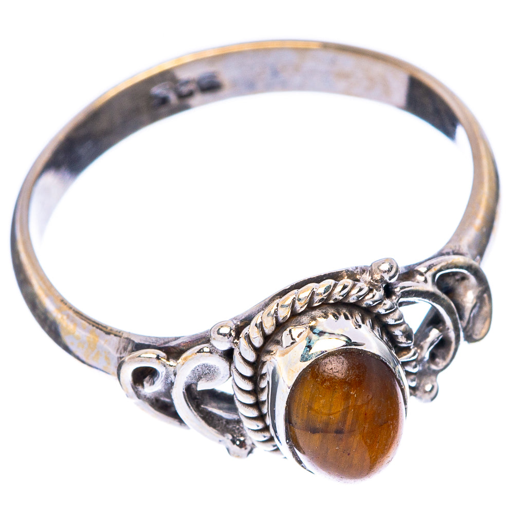 Tiger Eye Dainty Ring Size 7.75 (925 Sterling Silver) R5824