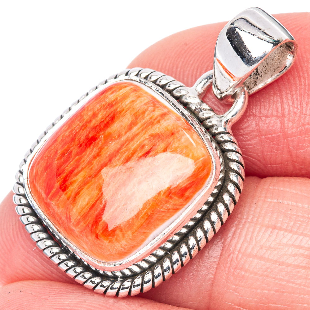 Orange Spiny Oyster Pendant 1 1/8" (925 Sterling Silver) P40919
