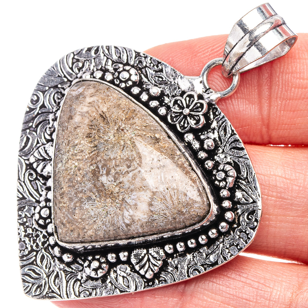 Fossil Coral Pendant 2 1/8" (German Silver)