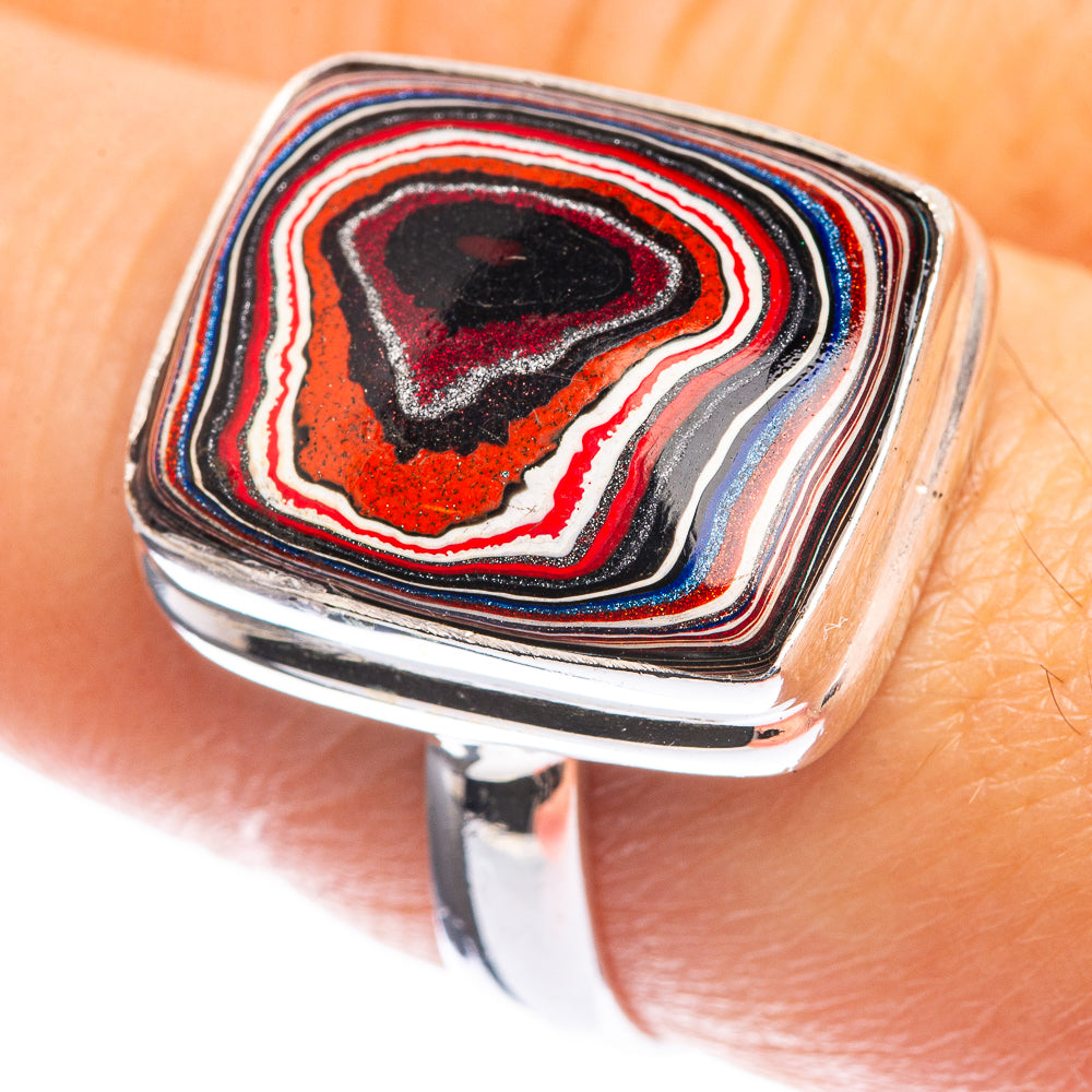 Rainbow Calsilica 925 Sterling Silver Ring Size 7.75