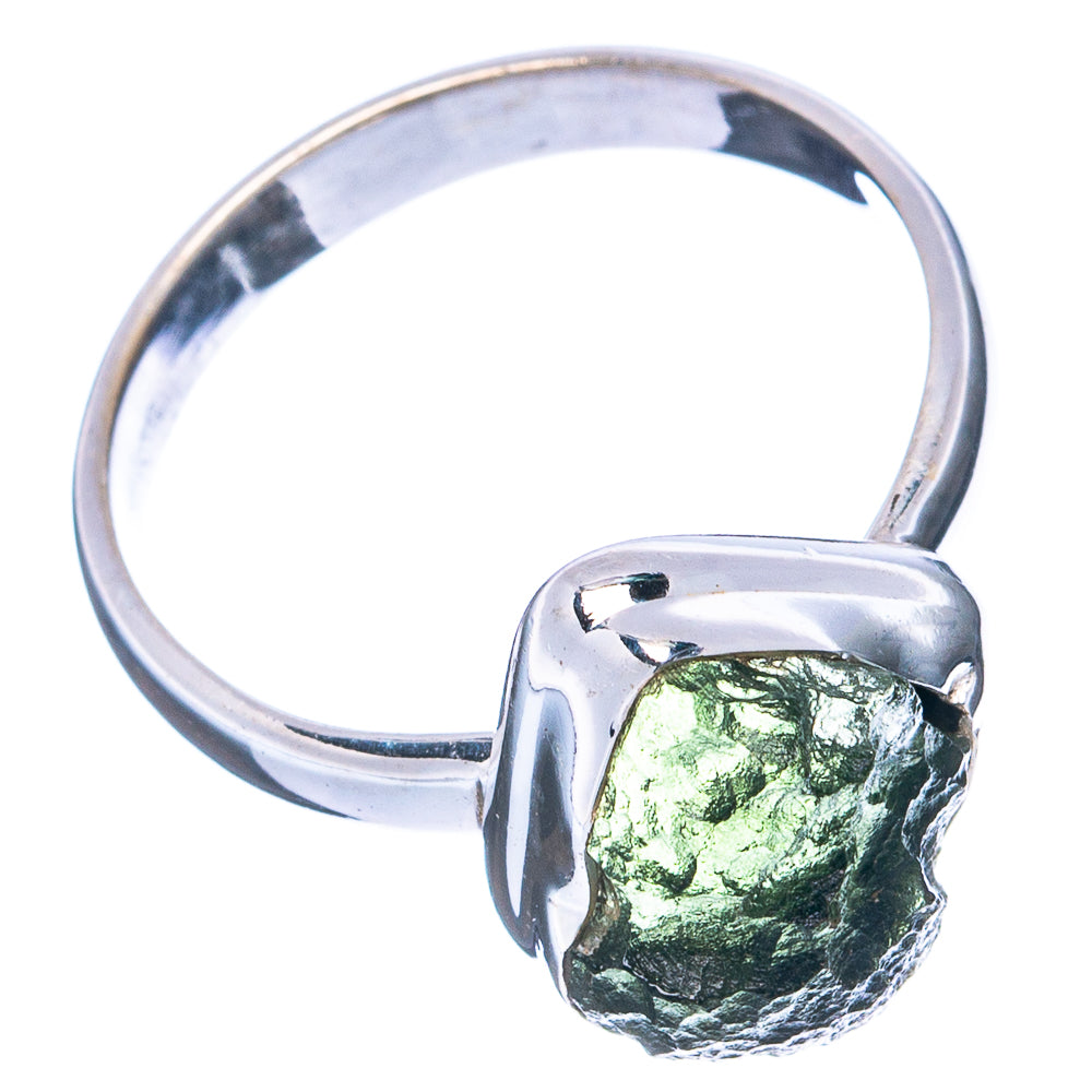 Rare Raw Moldavite Ring Size 8 (.925 Sterling Silver)