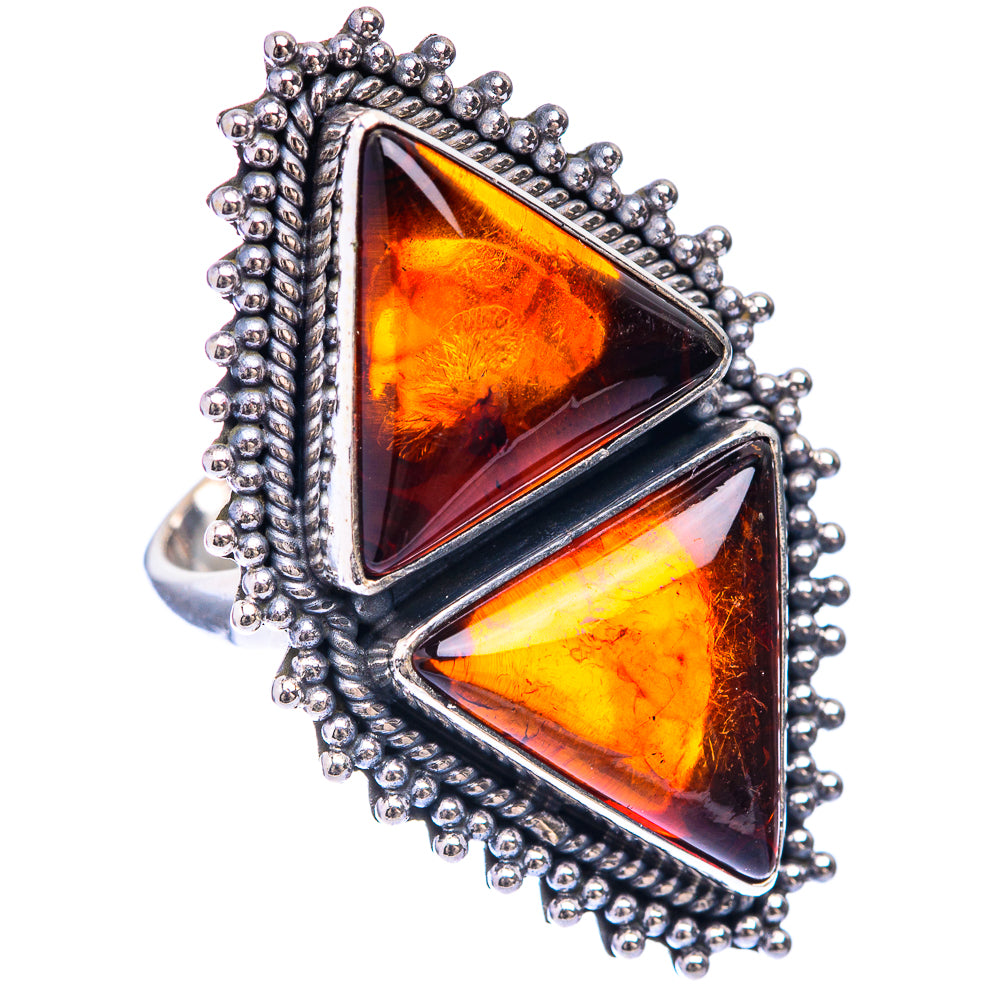 Large Baltic Amber Ring Size 5.75 (925 Sterling Silver) R141407