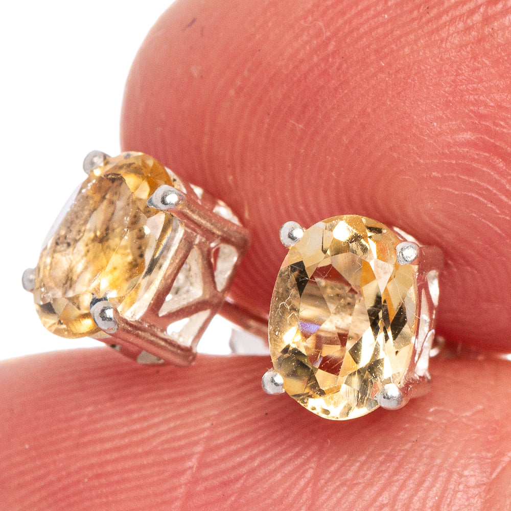Faceted Citrine EarDainty Rings 1/4" (925 Sterling Silver) E433528