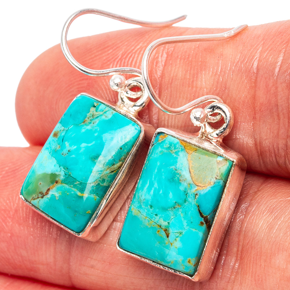Mohave Turquoise Earrings 1 1/8" (.925 Sterling Silver)