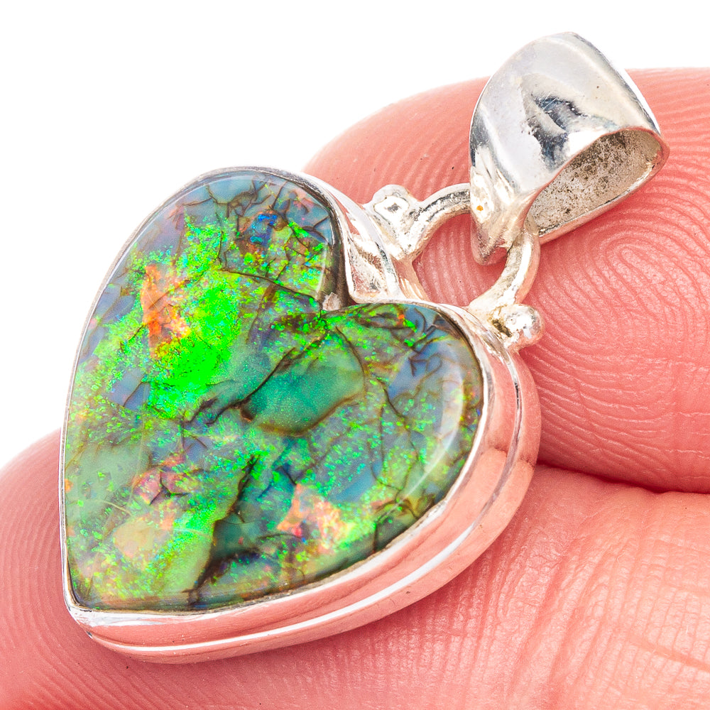 Rare Sterling Opal Pendant 1 1/8" (925 Sterling Silver) P40637