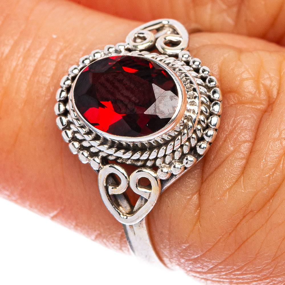 Garnet Dainty Ring Size 6.5 (925 Sterling Silver) R1091