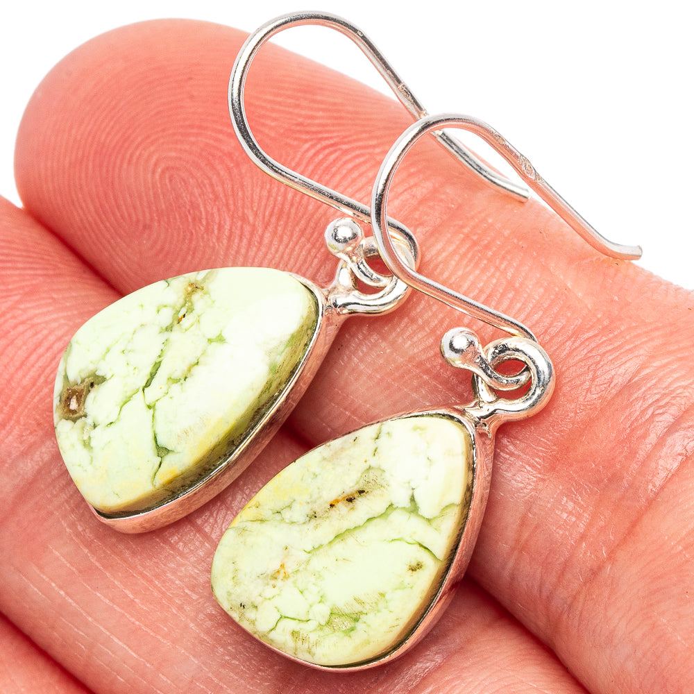 Lemon Chrysoprase Earrings 1 1/4" (925 Sterling Silver) E1804