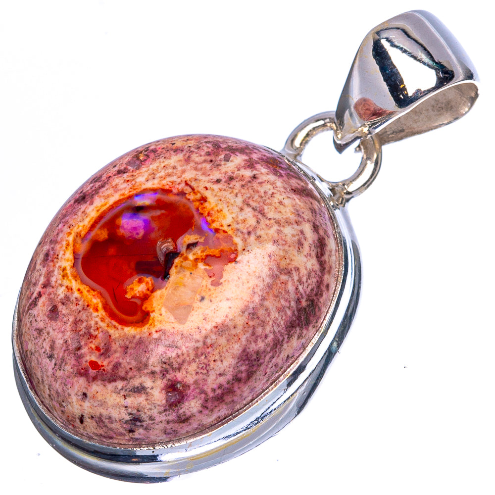 Mexican Fire Opal Pendant 1 1/4" (925 Sterling Silver) P41776