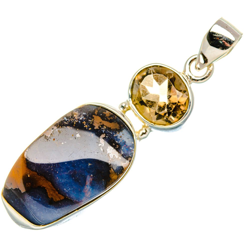 Boulder Opal, Smoky Quartz Pendant 1 7/8" (925 Sterling Silver) PD37991