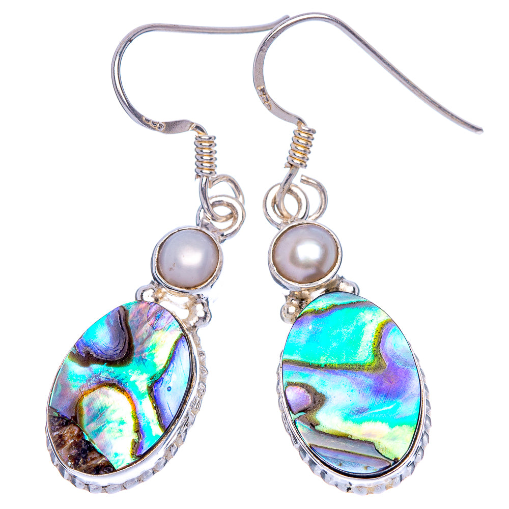 Abalone Shell, Cultured Pearl Earrings 1 5/8" (925 Sterling Silver) E433438