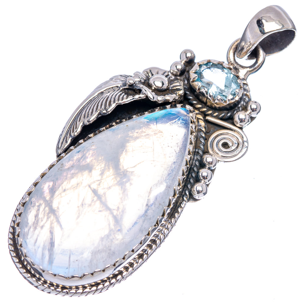 Premium Rainbow Moonstone Pendant 2 1/8" (.925 Sterling Silver)