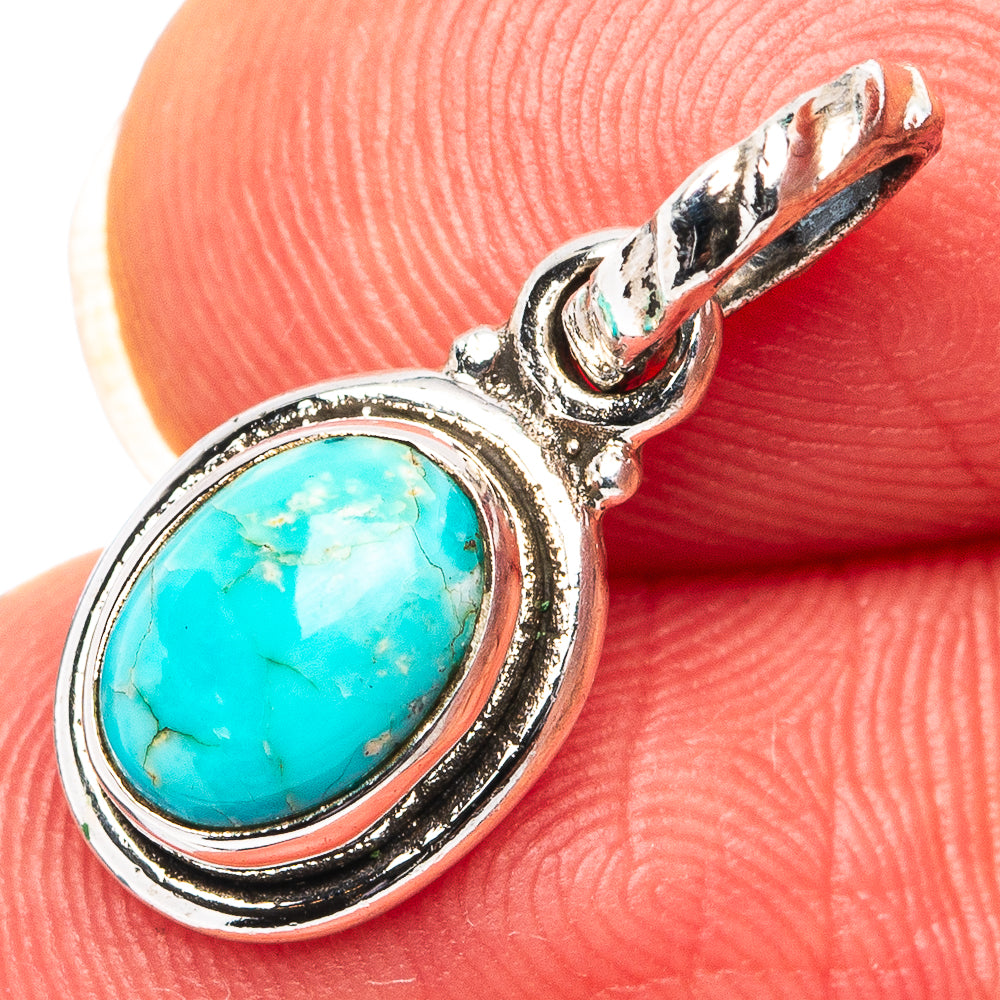 Mohave Turquoise Dainty Pendant 3/4" (.925 Sterling Silver)