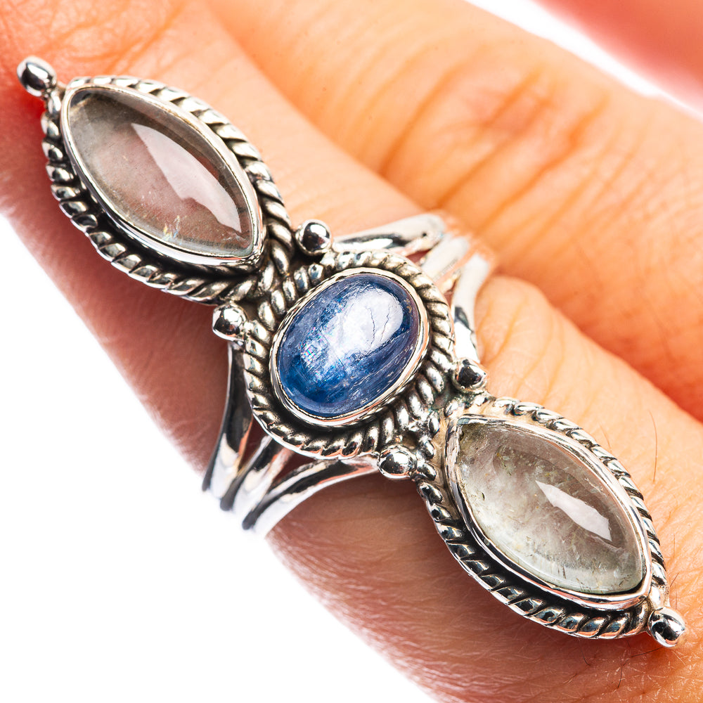 Large Kyanite, Rainbow Moonstone Ring Size 7 (925 Sterling Silver) R144191