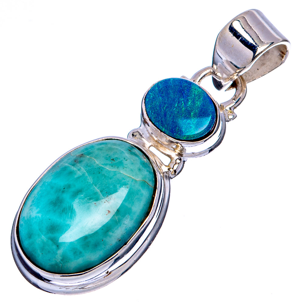Rare Larimar, Doublet Opal Pendant 1 1/2" (.925 Sterling Silver)