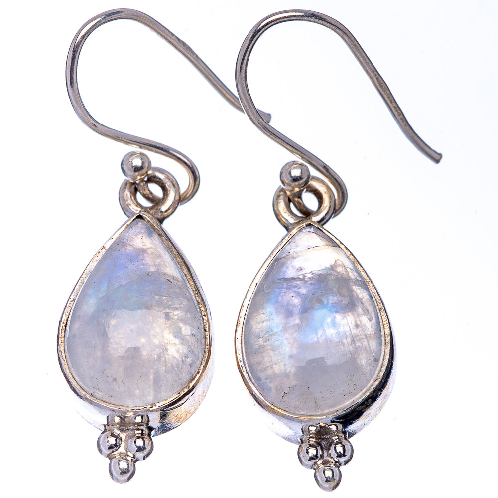Rainbow Moonstone Earrings 1 3/8" (.925 Sterling Silver)