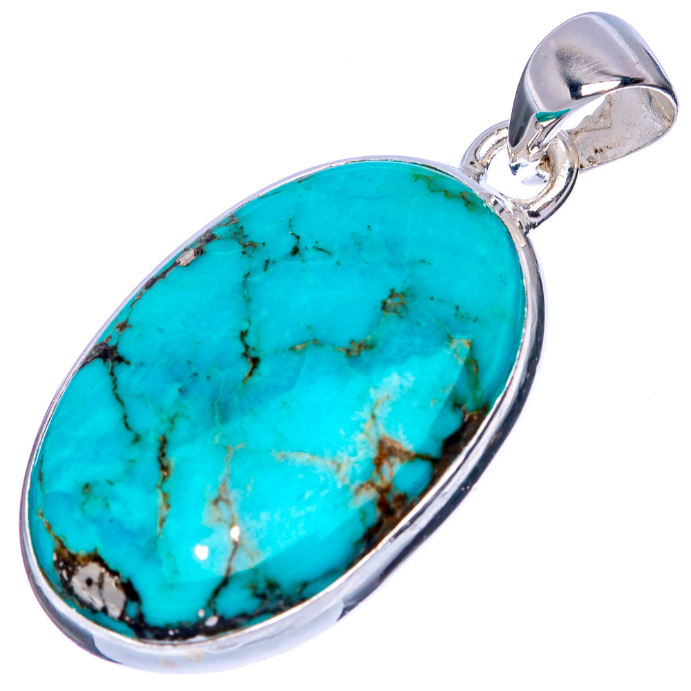 Rare Persian Turquoise Pendant 1 3/8" (925 Sterling Silver) P41447