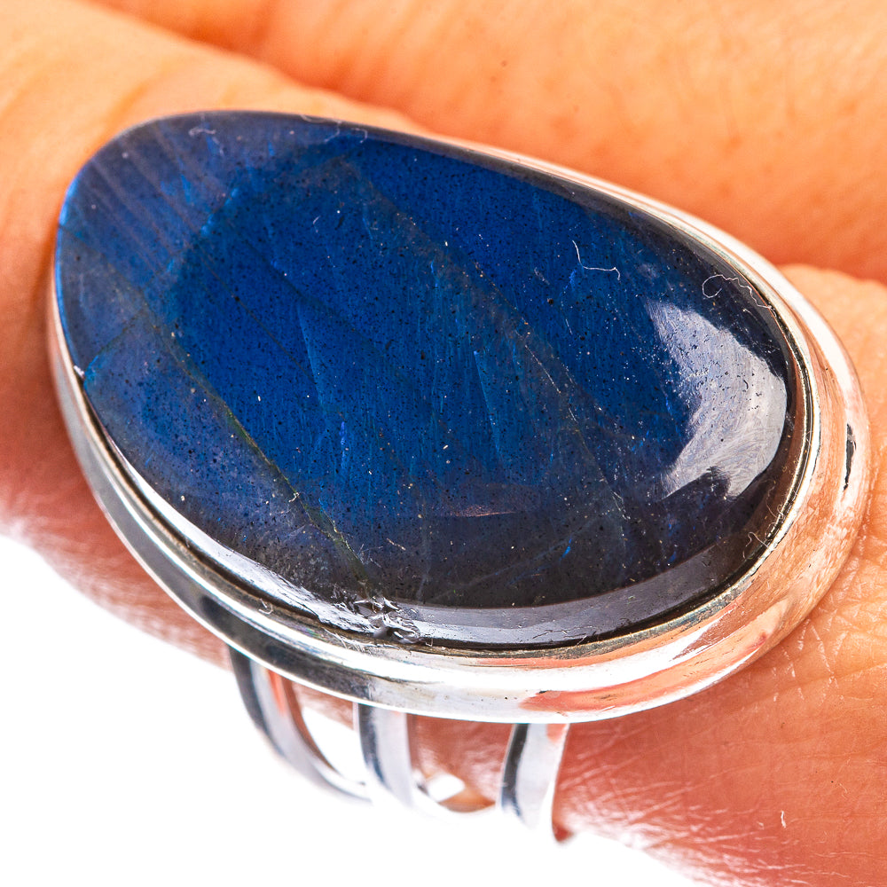 Large Labradorite 925 Sterling Silver Ring Size 9.5