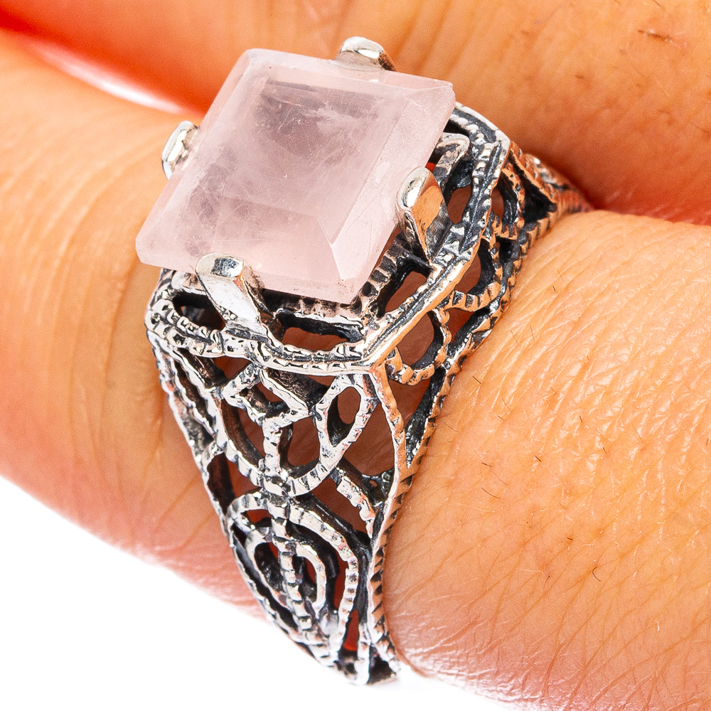 Rose Quartz Ring Size 8.5 (925 Sterling Silver) R4730